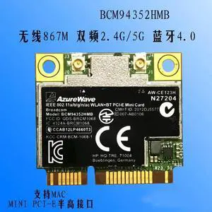 Aomoproing Broadcom BCM94352HMB 867Mbps Mini PCI-E 2.4G+5G WIFI 802.11a/b/g/n/ac WLAN Bluetooth 4.0 wireless network card SPS 724935-001