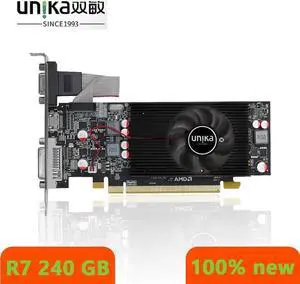 Aomoproing Brand UNIKA R7 240 2GD5 Graphic Card For Radeon R7 240 Series R7240 2GB 2G Video Cards placa de cartão de vídeo VGA Map 100%