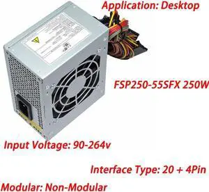 Aomoproing 250W ATX Power Supply 250W PC PSU SFX Power Supply FSP250-55SFX For Living Room HTPC Cashier Desktop Small Chassis One Machine