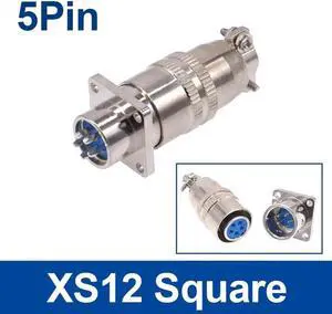 Aomoproing XS12 Aviation connector 3A XS12 Back Nut Square head formal mounted type Aviation plug(5P)