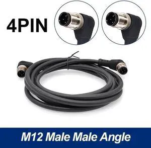 Aomoproing M12 sensor connector cable double head waterproof line male female 2m wire waterproof 4Pin 5Pin 8Pin sensor connectors(Angle M to M 4 p)