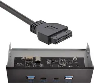Aomoproing Chenyang USB-C & USB 3.0 HUB 4 Ports Front Panel to Motherboard 20Pin Connector Cable for 5.25" CD-ROM Bay