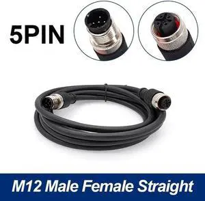 Aomoproing M12 sensor connector cable double head waterproof line male female 2m wire waterproof 4Pin 5Pin 8Pin sensor connectors(Straight F to M 5 p)