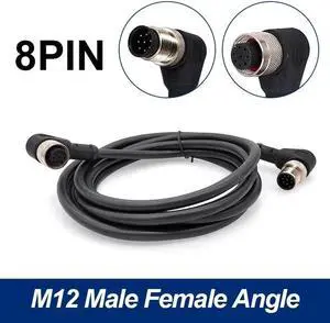 Aomoproing M12 sensor connector cable double head waterproof line male female 2m wire waterproof 4Pin 5Pin 8Pin sensor connectors(Angle F to M 8 p)