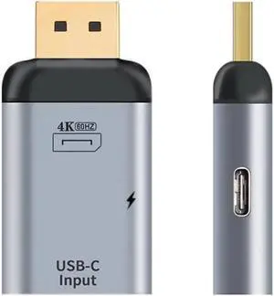 Aomoproing USB-C Type C Female Source to Displayport DP Sink HDTV & PD Power Adapter 4K 60hz 1080p for Phone & Laptop