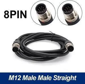 Aomoproing M12 sensor connector cable double head waterproof line male female 2m wire waterproof 4Pin 5Pin 8Pin sensor connectors(Straight M to M 8 p)