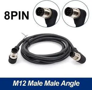 Aomoproing M12 sensor connector cable double head waterproof line male female 2m wire waterproof 4Pin 5Pin 8Pin sensor connectors(Angle M to M 8 p)