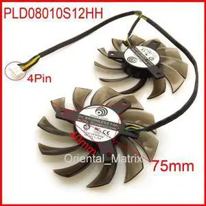 Aomoproing 2pcs/Lot PLD08010S12HH 75mm 12V 0.35A For MSI GTX 560 570 580 R6770 R6870 R6950 Twin Frozr II Video Card Dual Fan
