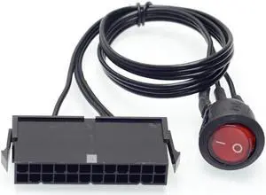 Aomoproing ATX/EPS 24pin Power supply Jump Start cable with ON / OFF button switch Mining Power adapter reset switch lines