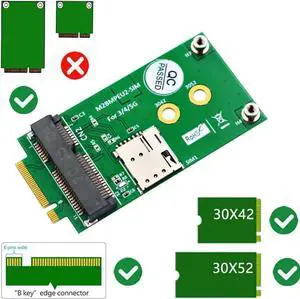Aomoproing  NGFF M.2 Key B to Mini PCI-E Adapter for 3G/4G/5G GSM LTE Module Mini PCIe Card to Desktop PC (with SIM Card Slot)