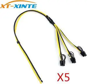 Aomoproing XT-XINTE 5Pcs Power Supply Cable 1 to 3 6p+2p Miner Adapter Cable 8pin GPU Video Card Wire 12AWG+18AWG Cables for BTC Mining