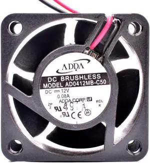Aomoproing AD0412MB-C50 4cm 4020 40mm fan 40x40x20mm DC12V 0.08A 2 lines ball mute switch cooling fan
