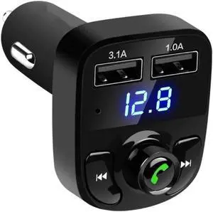 Aomoproing X8 Car FM Transmitter Bluetooth-compatible Hands-MP3 TF Player Dual USB