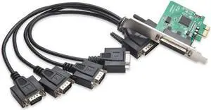 Aomoproing IO Crest 4 Serial Ports PCI-e Controller Card with Fan-Out Cable and Bundled with Low Profile Bracket SI-PEX15038