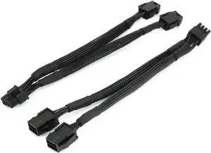 Aomoproing Dual 6 Pin Female to 8 Pin Male GPU Power Adapter Cable Braided Sleeved 9 inches (2 Pack)