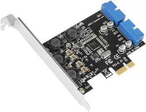 Aomoproing FOR PCIE To Dual 2 Ports Expansion Card 19PIN USB 3.0 Card PCI-E To PCI 20Pin Male Ports Adapter Ext Card For Desktop