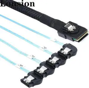 Aomoproing FOR MINI SAS HD SFF-8087 to 4x SATA Cable - Right Angle High Speed Server Internal Con tion Bundle