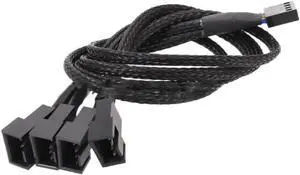 Aomoproing Computer Motherboard Fan 4pin 1 to 4 Splitter Cable PWM 4Pin Extension Cable 30cm Fan Cable Sleeved