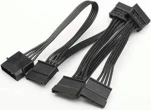 Aomoproing FOR 4Pin Female IDE PC Computer Hard Drive 1 to 5 SATA Splitter Power Supply Adapter Converter Cable Cord Black