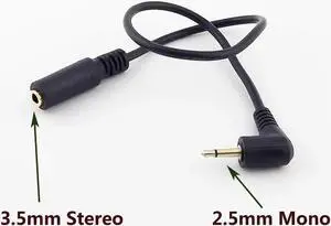Aomoproing FOR 1pc 3.5mm Female Stereo to 2.5mm Male Headphones Headset Aux Adapter Converter Cable 25cm