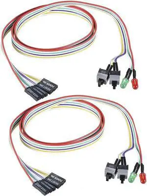 Aomoproing FOR Computer Case ATX Power On Off Reset Switch Cable With 2 LED Light Light Red Green ATX Case Front Bezel Wire,65Cm