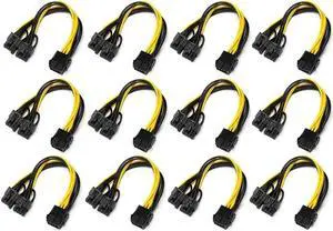 Aomoproing FOR 12-Pack PCI-E 8Pin To 2X 8 Pin (6+2) Power Splitter Cable For PCIE PCI Express Image Card Y - Splitter Extension Cable