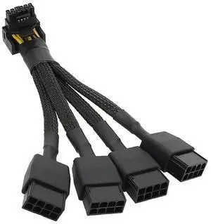 Aomoproing For GPU RTX4090 RTX4080 4X8 Pin PCI-E to 16 Pin Graphics Card Power Cable 12VHPWR Connector 90 De Elbow Cable
