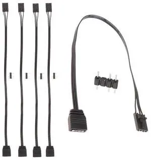 Aomoproing For 5Pcs for 4PIN RGB to Standard ARGB 3-Pin 5V Adapter Connector RGB Cable 25cm