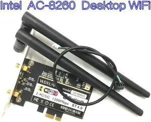 Aomoproing Desktop Intel8260 Dual Band Wireless AC 8260NGW 867Mbps 2.4GHz/5GHz PCi-E 1x WiFi Bluetooth 4.2 Adapter Aomoproing Desktop Intel8260 Dual Band Wireless AC 8260NGW 867Mbps 2.4GHz/5GHz PCi-E 1x WiFi Bluetooth 4.2 Adapter