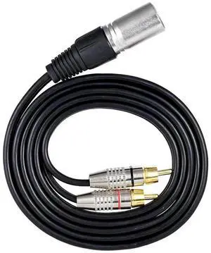 Aomoproing For 1 XLR Male to 2 RCA Male Plug Stereo Audio Cable Connector Y Splitter Cord for Microphone Mixing Console Amplifier(1.5M)