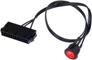 Aomoproing FOR 50cm Cable Copper Tin Wire 24-Pin Female ATX PSU PC Power Supply Starter Tester Start Up Jumper with ON/OFF Switch
