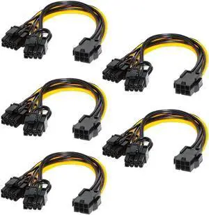 Aomoproing FOR 5 Pcs PCI-E 6-Pin To Dual 6+2-Pin (6-Pin/8-Pin) Power Splitter Cable Graphics Card PCIE PCI Express 6Pin To Dual 8Pin