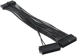 Aomoproing 24 Pin 2-Way Dual PSU Power Supply Starting Cable for ATX Motherboard (30cm) for Mining
