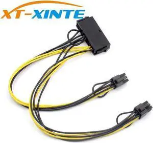 Aomoproing ATX 24Pin to Dual 6 Pin PCI-E Graphics Card Power Cable With Boot PCI-Express Graphics Adapter Cable Wire 18AWG 30cm