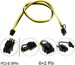 Aomoproing FOR 8 Pcs 6 Pin PCI-E To 8 Pin(6+2) PCI-E (Male To Male) GPU Power Cable 50Cm For Image Cards Mining Server Breakout Board