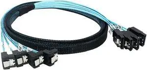 Aomoproing FOR SAS 4.0 4SATA to 4SATA Cable with 90° Bend - Effortless Data cable Transfer for SSD Hard Drives and Motherboards