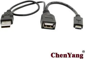Aomoproing USB 2.0 Female OTG to USB-C Type-C USB 3.1 Data Cable with Power for Cell Phone & Laptop Pro