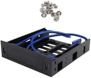 Aomoproing For 2 X USB 3.0 Front Panel with 3.5Inch Device/HDD or 2.5Inch SSD/HDD to 5.25 Floppy to Optical Drive Bay Tray Bracket