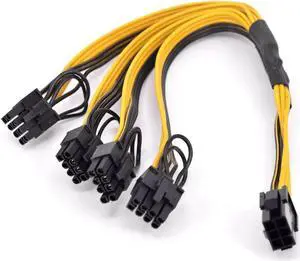 Aomoproing PCI-e Graphics card 6pin 1 to 4 way 6+2Pin Female to Male Extension Cable GPU 6Pin to 8pin power supply Port Multiplier