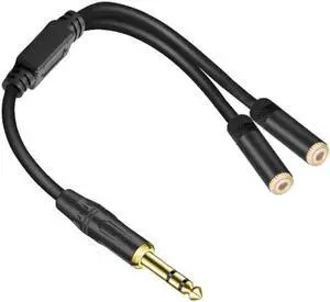 Aomoproing Headphone Splitter Cable 6.35mm Y Audio Jack Splitter Extension Cable 6.35mm Male To 2 Port 3.5mm Female AUX 3.5 Jack Cable