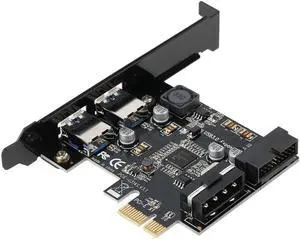 Aomoproing PCI-E to USB 3.0 2-Port PCI Express Card Mini PCI-E USB 3.0 Hub Controller Adapter with Internal USB 3.0 19-Pin Connector