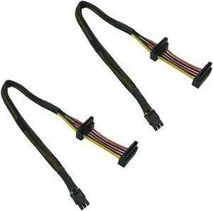 Aomoproing FOR HDD SATA Power Cable Right-Angle SATA 15 Pin X2 To Mini 6 Pin ATX Adapter For Inspiron 3668 3667 3650(2Pack)