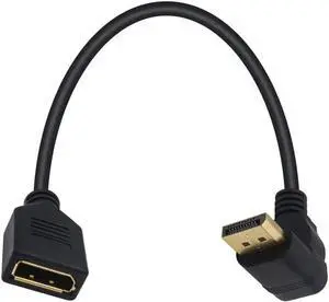 Aomoproing FOR Displayport to Displayport Cable 90 Degree Up Angle Displayport DP Male to Female Extension Adapter Cable Gold 30cm
