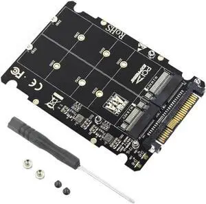 Aomoproing M.2 SSD to U.2 Adapter 2 in 1 M.2 NVMe SATA-Bus NGFF SSD to PCI-e U.2 SFF-8639 PCIe M2 Adapter Converter for Desktop Computer PC