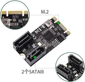 Aomoproing 2 Port SATA III 6gb/s M.2 21x41mm M Key and B Key Controller Adapter Card SATA 6G Internal