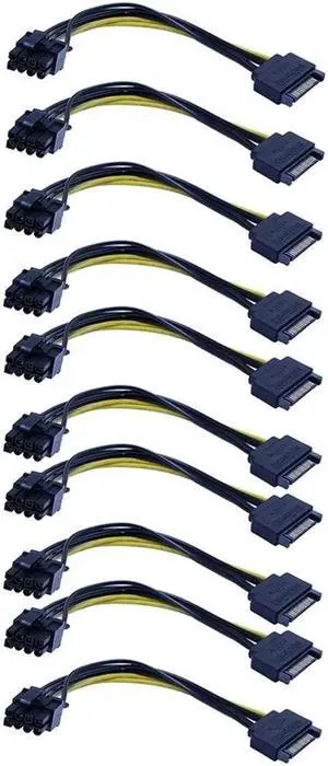 Aomoproing FOR 10Pcs/Lot SATA 15 Pin Sata Male To PCI-E Express 6+2 Pin 8 Pin Male Video Power Adapter Connector Cable 20Cm Aomoproing FOR 10Pcs/Lot SATA 15 Pin Sata Male To PCI-E Express 6+2 Pin 8 Pin Male Video Power Adapter Connector Cable 20Cm