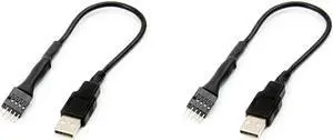 Aomoproing FOR 2Pcs 20cm 9 Pin Male to External USB a Male PC Mainboard Internal Data Extension Cable