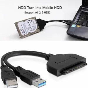 Aomoproing USB 3.0 Male To SATA 22Pin Female Cable Adapter for 2.5" SATA Hard Disk Driver HDD USB High Speed Power Cord Wire Connecter Line