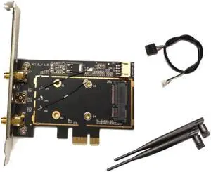 Aomoproing Desktop PCI-E riser card Mini PCI-E wireless network card to desktop PCI-E adapter compatible Bluetooth+antenna+bluetooth cable