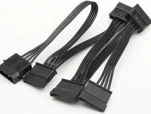 Aomoproing 4 Pin Molex Male to 5 x 15 Pin SATA Female Power Cable Adapter For Multiple HDD